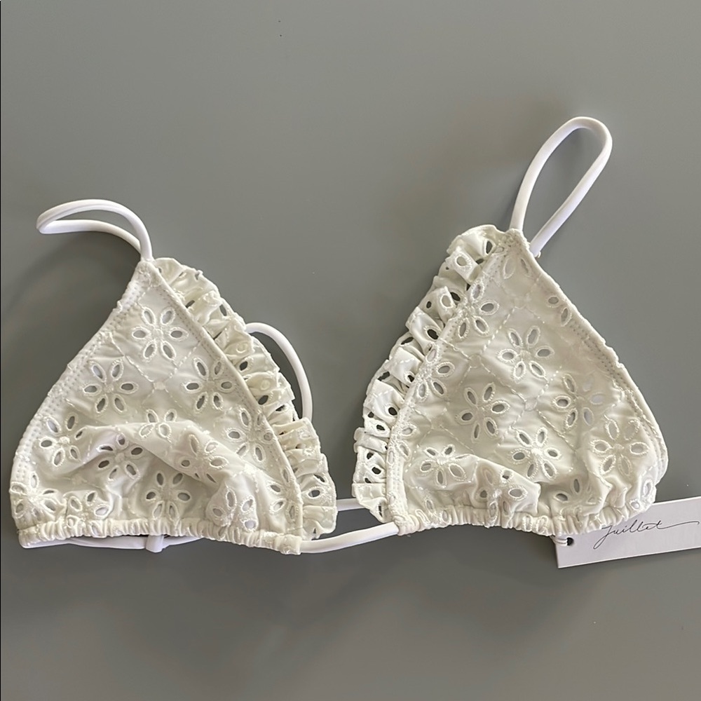 White Eyelet Bikini Top Medium Juillet